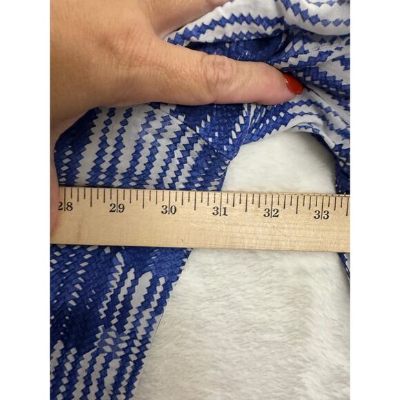 Foxcroft Easy Care Blue Print Button Top 24W Tencel Soft - Picture 7 of 8